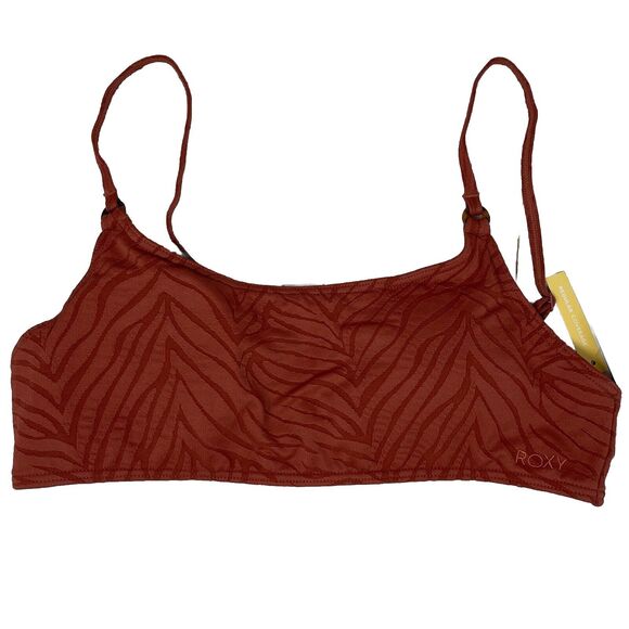 Roxy Wild Babe Bralette Bikini Swim Top Marsala Juniors Size Large $50.00 NEW - Picture 1 of 8